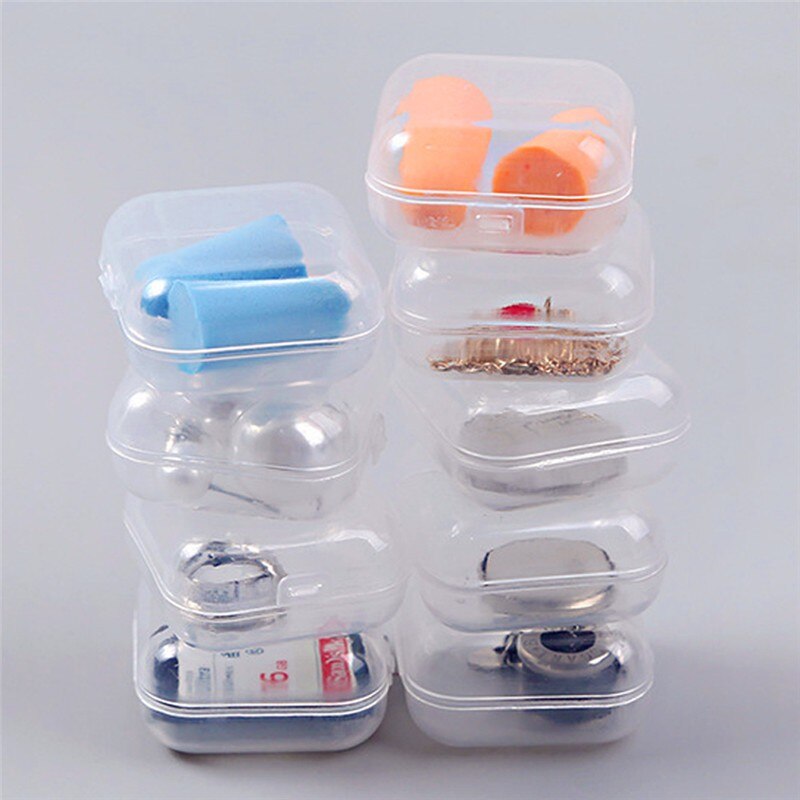 eybag 1-20Pcs Small Boxes Square Transparent Plastic Box Jewelry Storage Case Finishing Container Packaging Storage Box for Earrings