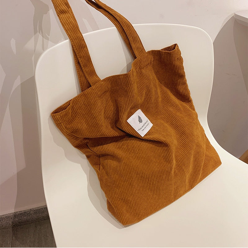 eybag Corduroy Bag Handbags for Women Shoulder Bags Female Soft Environmental Storage Reusable Girls Small and Large Shopper Totes Bag