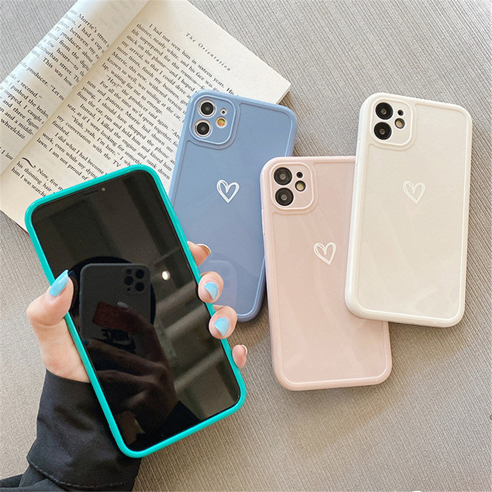 eybag Heart Camera Protection Phone Case For iPhone 11 12 13 Pro SE 2020 7 8 Plus X XR XS Max Candy Color Glossy Soft TPU Cover