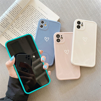 eybag Heart Camera Protection Phone Case For iPhone 11 12 13 Pro SE 2020 7 8 Plus X XR XS Max Candy Color Glossy Soft TPU Cover