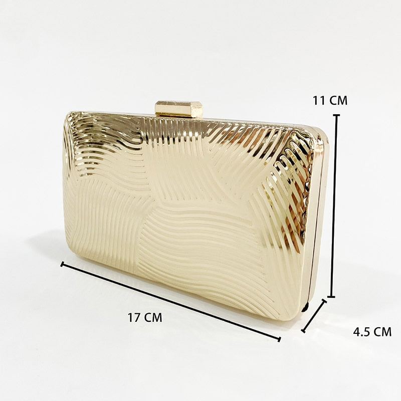 Lkblock New Mini Gold Metallic Box Evening Bag Clutch bags women's Party Clutch bags Chain Shoulder Messenger Wedding Purse