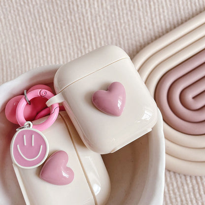 eybag 3D Heart Love Cute Silicone Earphone Accessories Case for AirPods Pro 2 3 Air Pods Cover Case Creative Smile Ornament Keyring