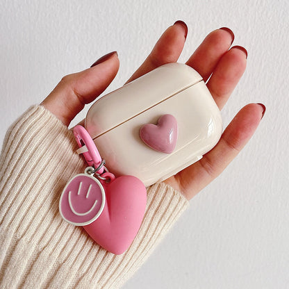 eybag 3D Heart Love Cute Silicone Earphone Accessories Case for AirPods Pro 2 3 Air Pods Cover Case Creative Smile Ornament Keyring