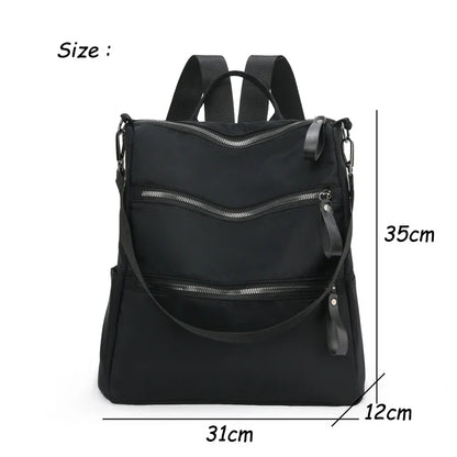 eybag Multi-pocket Black Nylon Women Backpack Female Simple Pattern Travel Bag High Quality Schoolbag For Teenage Girls Book Knapsack