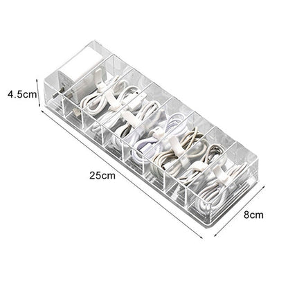 eybag Cable Storage Box Transparent Plastic Data Line Storage Container Desk Stationery Makeup Organizer Key Jewelry Box Office Holder