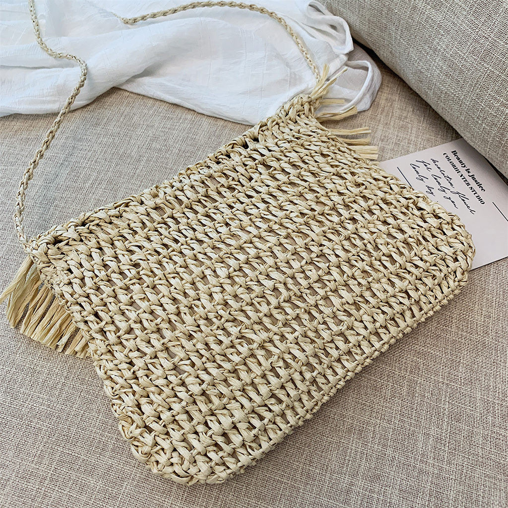 eybag Bohemian Hollow Tassel Rattan Women Shoulder Bags Wicker Woven Crossbody Bags Summer Beach Straw Bag Lady Clutches Female Purses