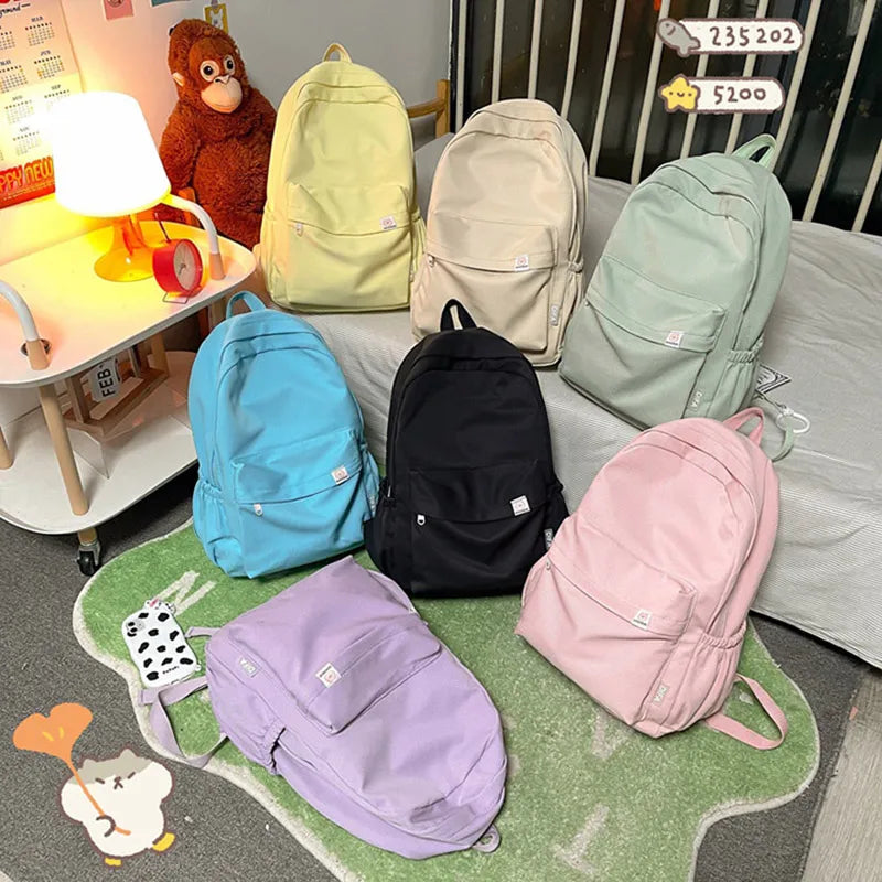 eybag - New Waterproof Nylon Women Backpack Female Travel Bag Backpacks Schoolbag for Teenage Girls Solid Color Bookbag Mochila Bookbag