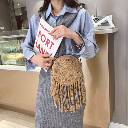 eybag Casual Half Moon Women Straw Rattan Shoulder Bags Wicker Woven Lady Hollow Crossbody Bag Summer Beach Travel Small Handbag Purse