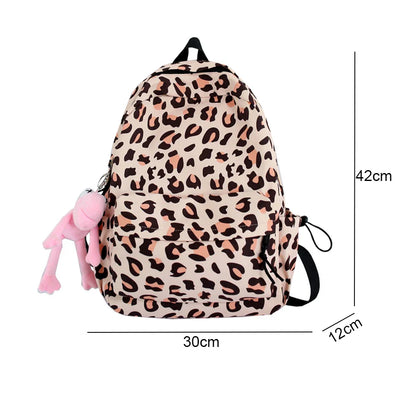 eybag Large Capacity Waterproof Fashion Nylon Women Backpack Female Leopard Print Travel Computer Bag College Girls School Bag