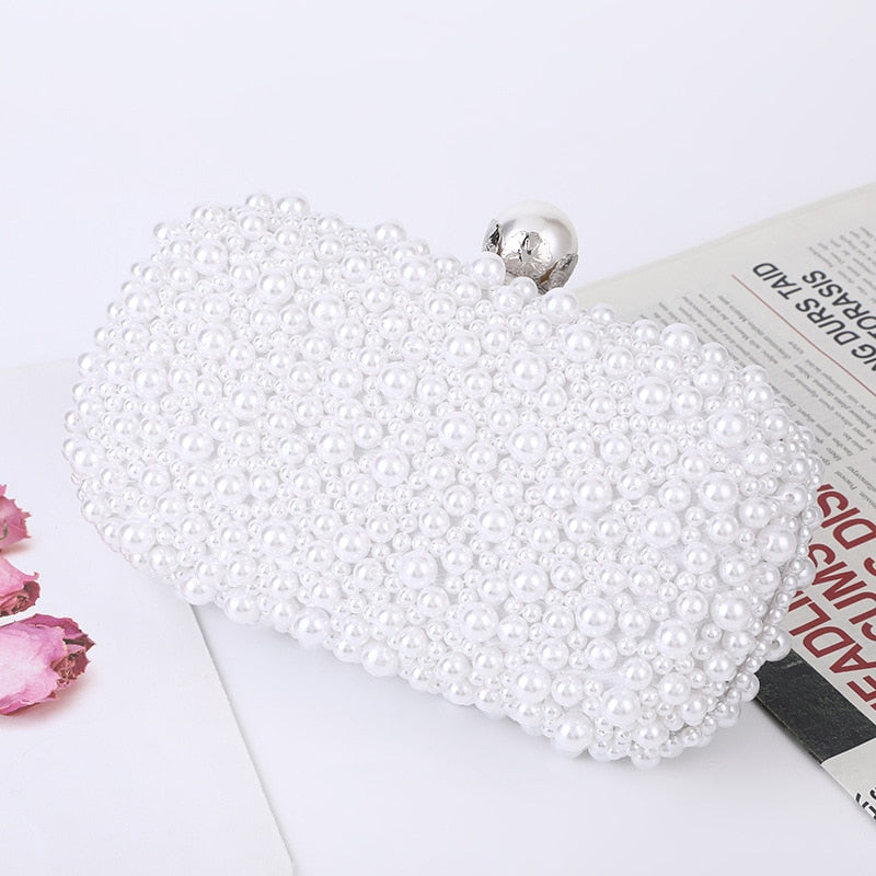 eybag White Pearl Wedding Clutch Bag Party Purse and Handbag Women's Evening Bag Luxury Design Chain Shoulder Bag ZD1833