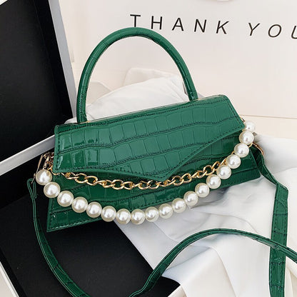 eybag Small Retro Crossbody Bag For Women 2021 PU Leather Party Purse and Handbag Female Totes Bag with Pearl Chain ZD2103