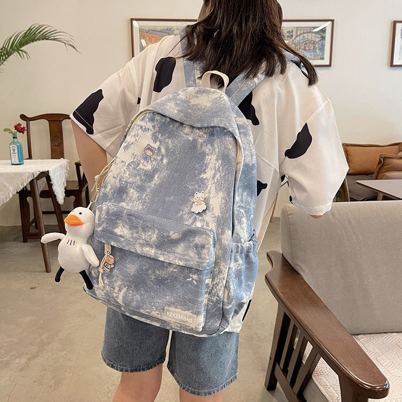 eybag School Backpacks Retro Gradient Women's Backpack Korean Style College Students School Bags for Girls Teenager Female Schoolbag