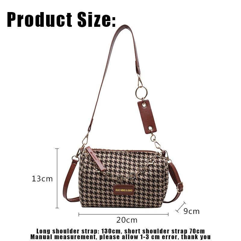 eybag Vintage Houndstooth Bucket Bags New Wild Woolen Cloth Handbag Women Shoulder Crossbody Bag Tote Women's Handbags Purses