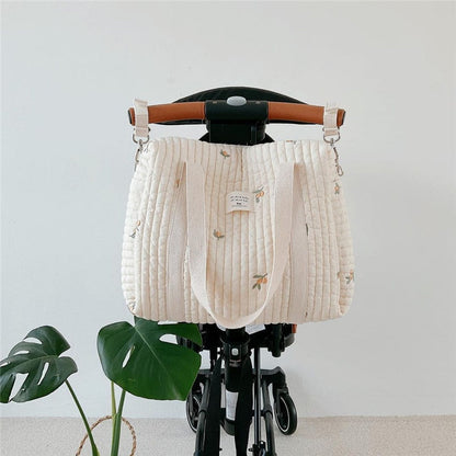 eybag Korea Style Newborn Baby Care Diaper Bag Mummy Shoulder Bag Embroidery Quilted Stroller Diaper Storage Organizer Large Handbags