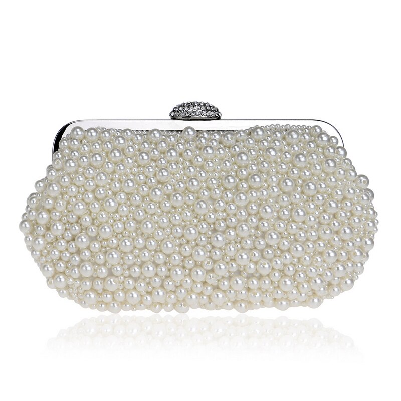 eybag  Beaded Wedding Bridal Evening Bags Hollow Fashion Women Clutch Pearl Diamonds Handbags Shell Design for Party Diner Purse