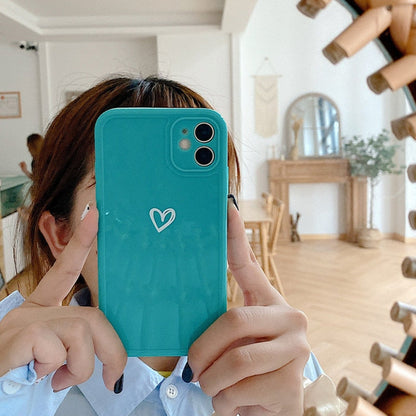 eybag Heart Camera Protection Phone Case For iPhone 11 12 13 Pro SE 2020 7 8 Plus X XR XS Max Candy Color Glossy Soft TPU Cover