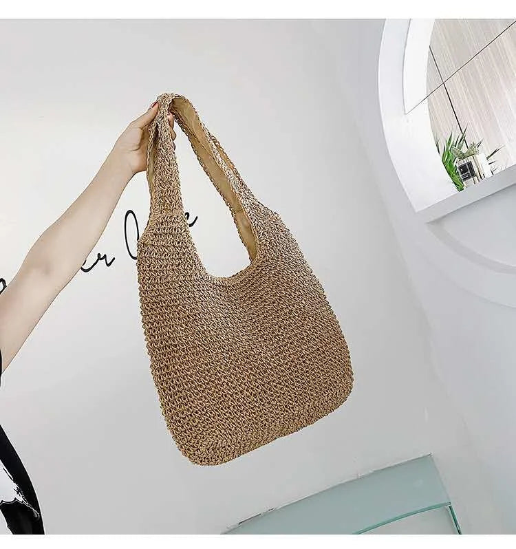 eybag Summer Straw Bag For Women Woven Handmade Handbag Large Capacity Lady Tote Vacation Beach Bag Rattan Shoulder Bag