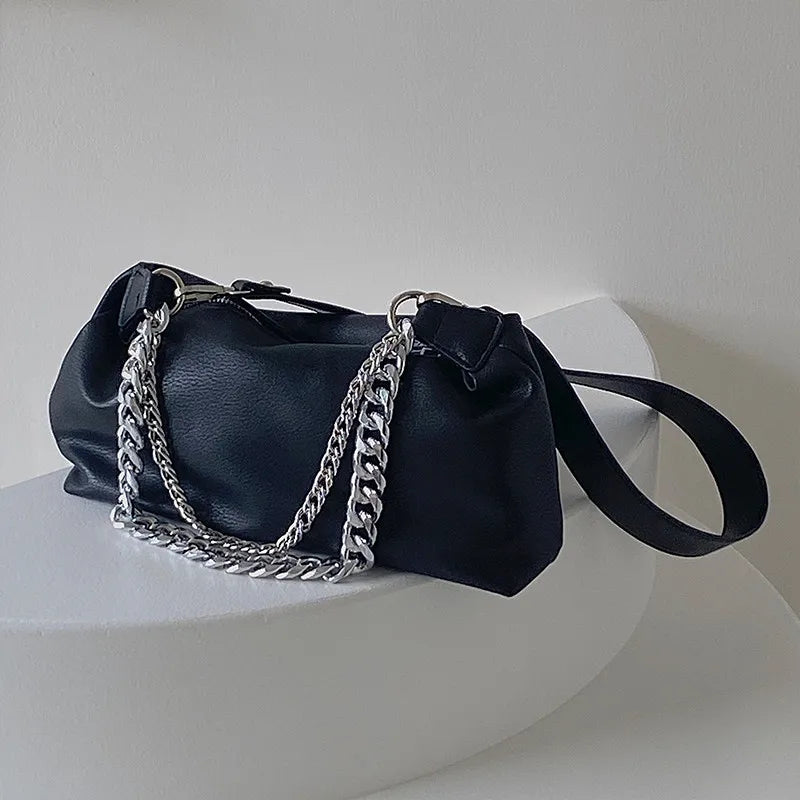 eybag Fashion Women Messenger Bag PU Leather Elegant Chain Money Purse Shoulder Crossbody bags Pouch Solid Color ladies Handbags black