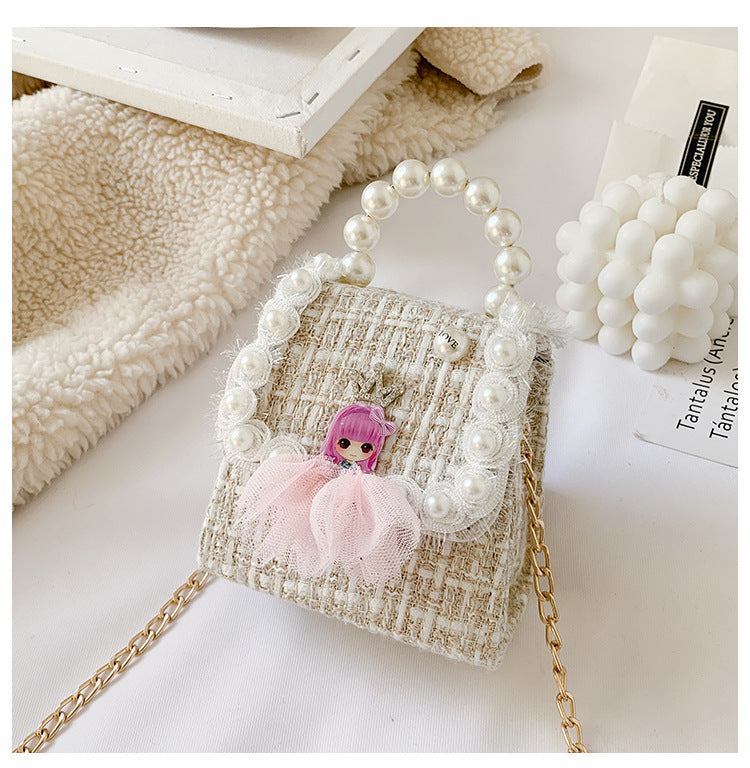 Lkblock Korean Style Women Mini Handbags Tote Cute Girls Princess Bow Messenger Bag Baby Girl Pearl Party Shoulder Hand Bags Gift