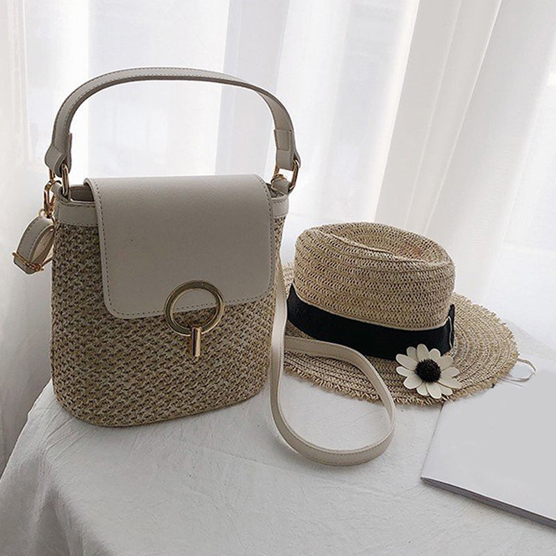 eybag Small Straw Bucket Bags For Women 2022 Summer Crossbody Bags Lady Travel Purses And Handbags Female Shoulder Simple Bag