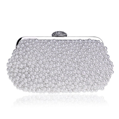 eybag  Beaded Wedding Bridal Evening Bags Hollow Fashion Women Clutch Pearl Diamonds Handbags Shell Design for Party Diner Purse