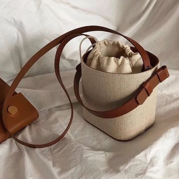 eybag Canvas Bucket Bag for Women's Crossbody Bags Beach Handbag small Korean style female Shoulder Messenger Bag 2024 new Totes