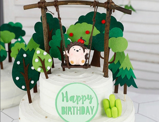 Party decoration hot sale new Cake  topper Birthday party decorations tree hedgehog a swing  cake topper Hawaiian Summer Wedding Party