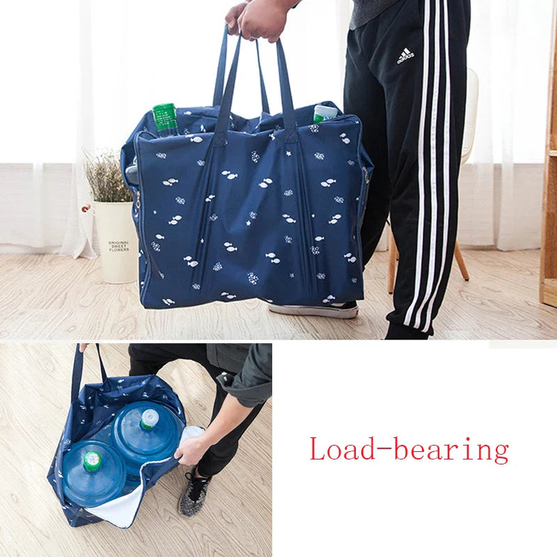 eybag Foldable Waterproof Luggage Bag Travel Clothes Storage Bags Zipper Handbag Printing Image Oxford Duffle bag Dustproof Moving Bag