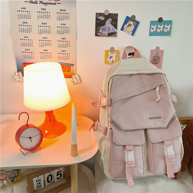 eybag Korean Japanese College Style Modern Girl Backpack Fashion Large Capacity Teenagers Book Bag Waterproof Travelling Bag Schoolbag