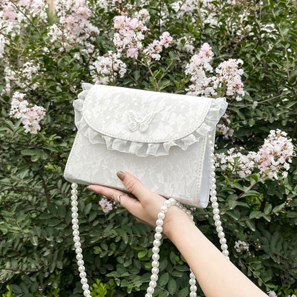 eybag - Retro Crossbody Bags for Women Vintage Lace Pearl Chain Ladies Small Square Shoulder Bag Female Clutch Purse Handbags Sac Femme