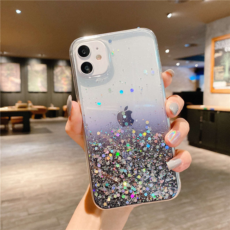 eybag Luxury Gradient Sequins Clear Glitter Phone Case For iPhone 13 14 12 11 Pro Max X XR XS Max 7 8 14 Plus SE20 Soft TPU Back Cover