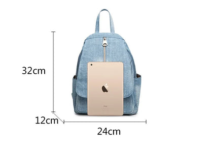 eybag Blue Denim Canvas Women Backpack Big Capacity High Quality female School Bag Casual Jeans Travel shoulder Bag Rucksack Mochila