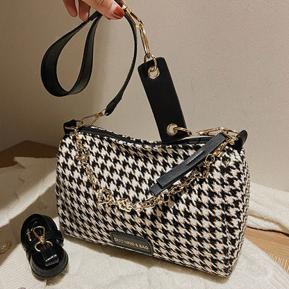 eybag Vintage Houndstooth Bucket Bags New Wild Woolen Cloth Handbag Women Shoulder Crossbody Bag Tote Women's Handbags Purses