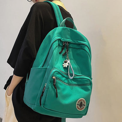 eybag Girl Solid Color Fashion School Bag College Student Women Backpack Trendy Travel Lady Laptop Cute Backpack Green New Female Bag