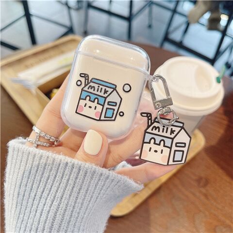 eybag Cute Fresh Flower Earphone Case For AirPods 1 2 Pro Case Transparent TPU Air pods 3 Bluetooth Earphone Charging Box With Keyring