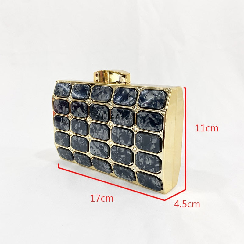 eybag Women's Acrylic Evening Clutches Bag Bridal Prom Wedding Party Purse Crossbody Bag Fashion small square chain shoulder bag B413