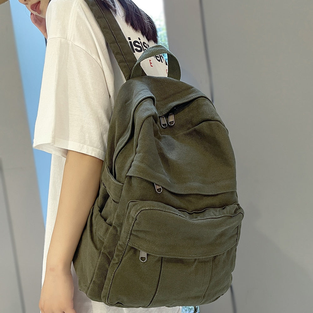 eybag Girl Fabric School Bag New Fashion College Student Vintage Women Backpack Canvas Female Laptop Bag Travel Kawaii Ladies Backpack