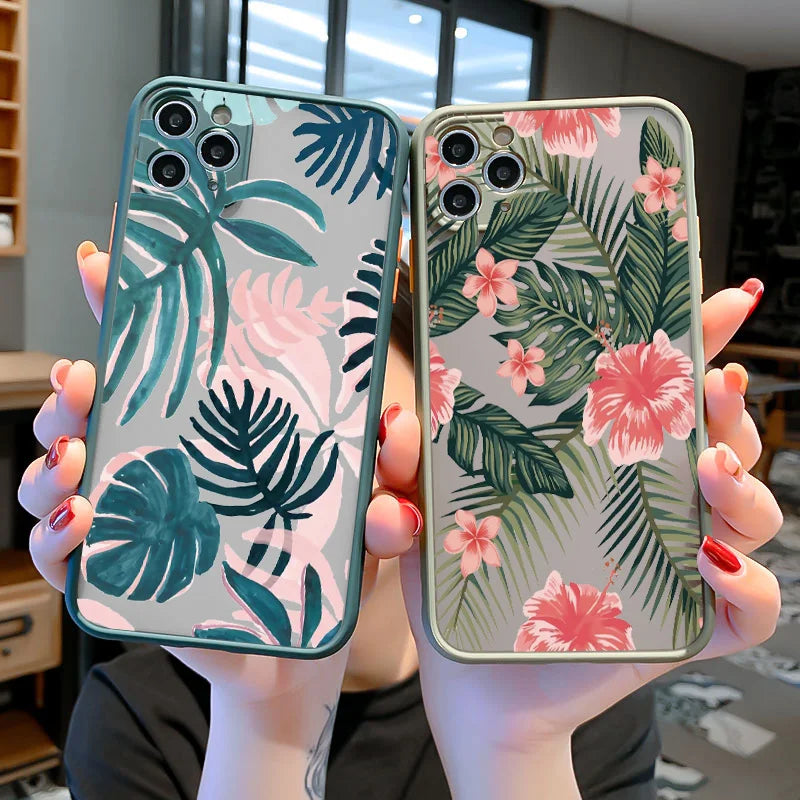 eybag Palm tree Leaves Plant Flower Phone Case for iphone 11 12 13 14 15 Pro Max 7 8 Plus X XR XS MAX Back Shockproof Cover Fundas