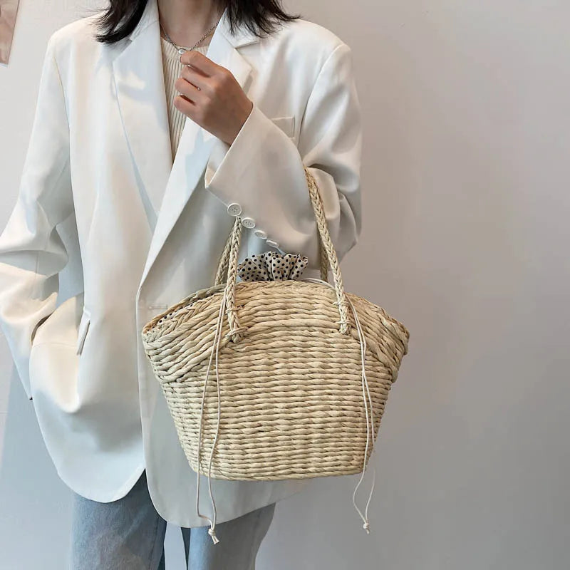 eybag Summer Straw Beach Bag Handmade Woven Women Shoulder Bags Rattan Bags Bohemian Casual Woven Shoulder Totes Handbag Big Capacity