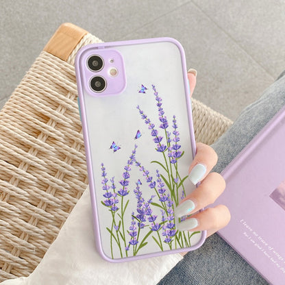 eybag Butterfly Lavender Higan Flower Phone Case For iphone 6s 7 8 plus SE 2 12 13 mini 11 pro max X XR XS Max Hard Shockproof Case