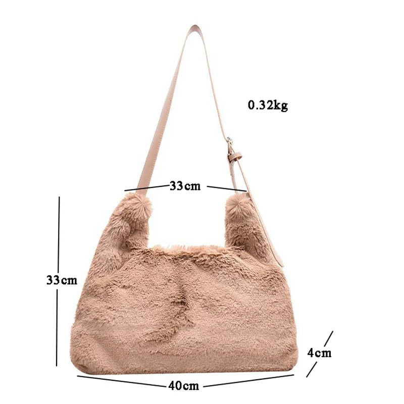 eybag Fluffy Bag For Women Big Shopper Shoulder Cute Crossbody Shopping Faux Fur Fashion Designer Luxury Sling Saddle Korean Bags