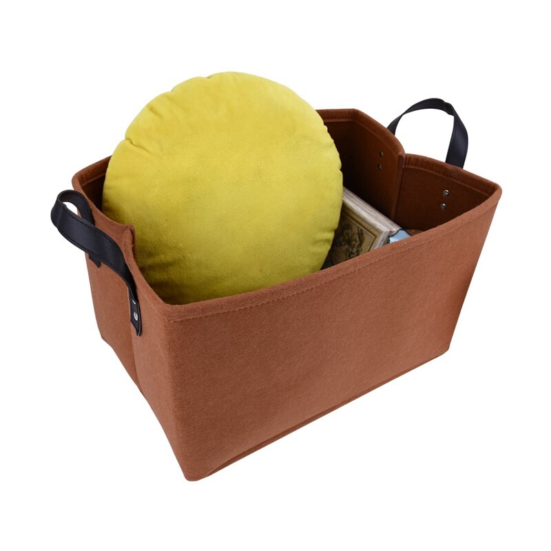 eybag Felt Storage Basket with Handle Folding Storage Box Kids Toys Organizer Desktop Sundries Organizer Basket Cosmetics Container