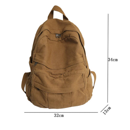 eybag School Bag Student Shoulders Large Capacity Khaki Backpack Fashion Canvas Backpacks Female College Teen Computer Bag