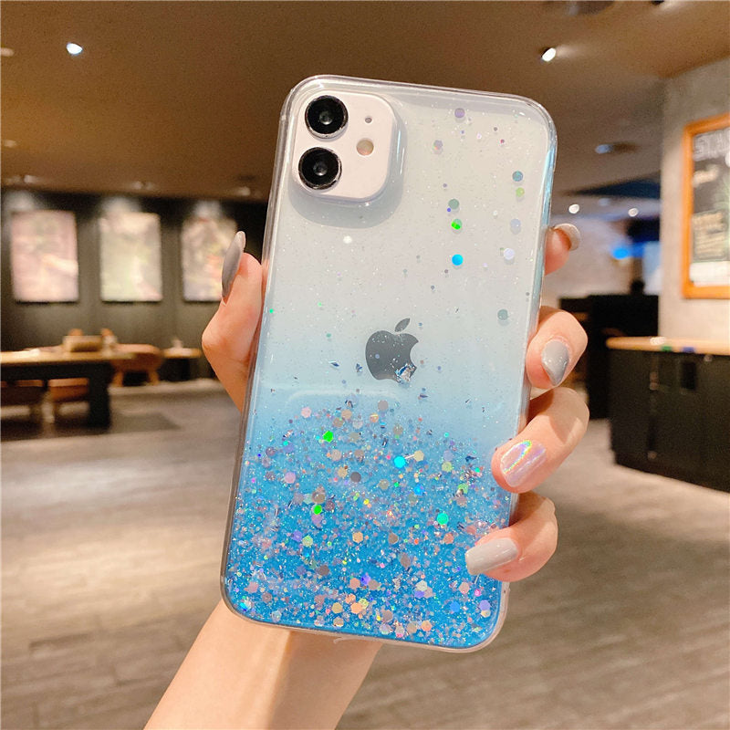 eybag Luxury Gradient Sequins Clear Glitter Phone Case For iPhone 13 14 12 11 Pro Max X XR XS Max 7 8 14 Plus SE20 Soft TPU Back Cover