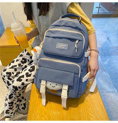 eybag New Multi-pocket Waterproof Nylon Women Backpack Female Cute Book Bag College Teenage Girls Buckle Schoolbag Kawaii Backpacks