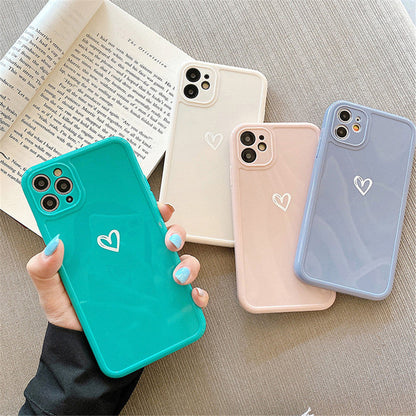 eybag Heart Camera Protection Phone Case For iPhone 11 12 13 Pro SE 2020 7 8 Plus X XR XS Max Candy Color Glossy Soft TPU Cover