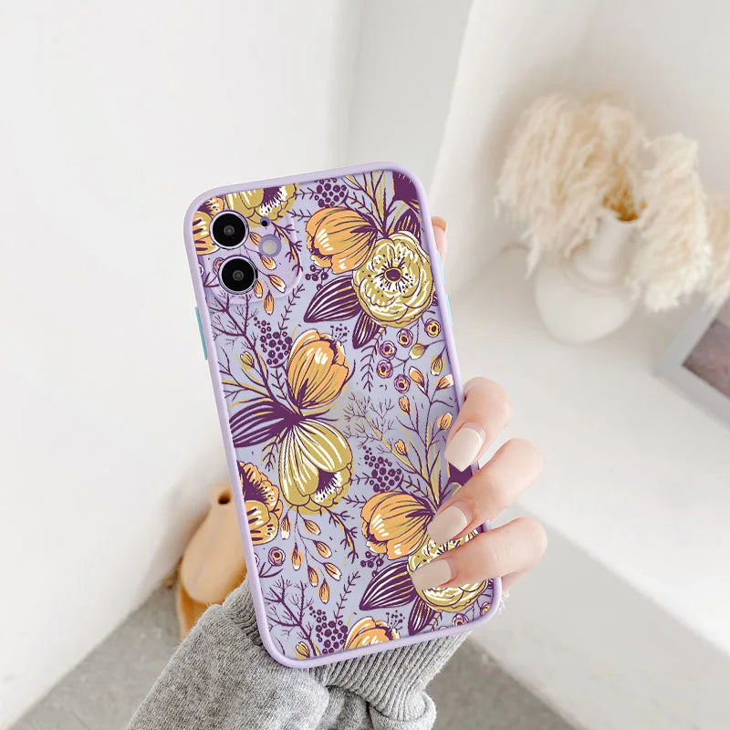 eybag Flower Plant Phone Case for iphone 11 12 13 14 15 Pro Max for iphone X XS MAX XR 6s 7 8 Plus Back Shockproof Cover Funda Shell