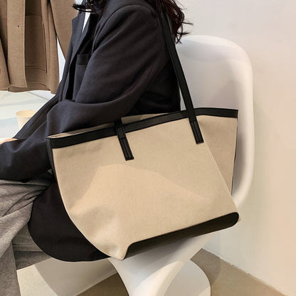 Lkblock New Fashion Canvas Tote Bag Large Capacity Simple Foreign Style Handbag Shoulder Bag Shopper Spring Summer Women's Bag