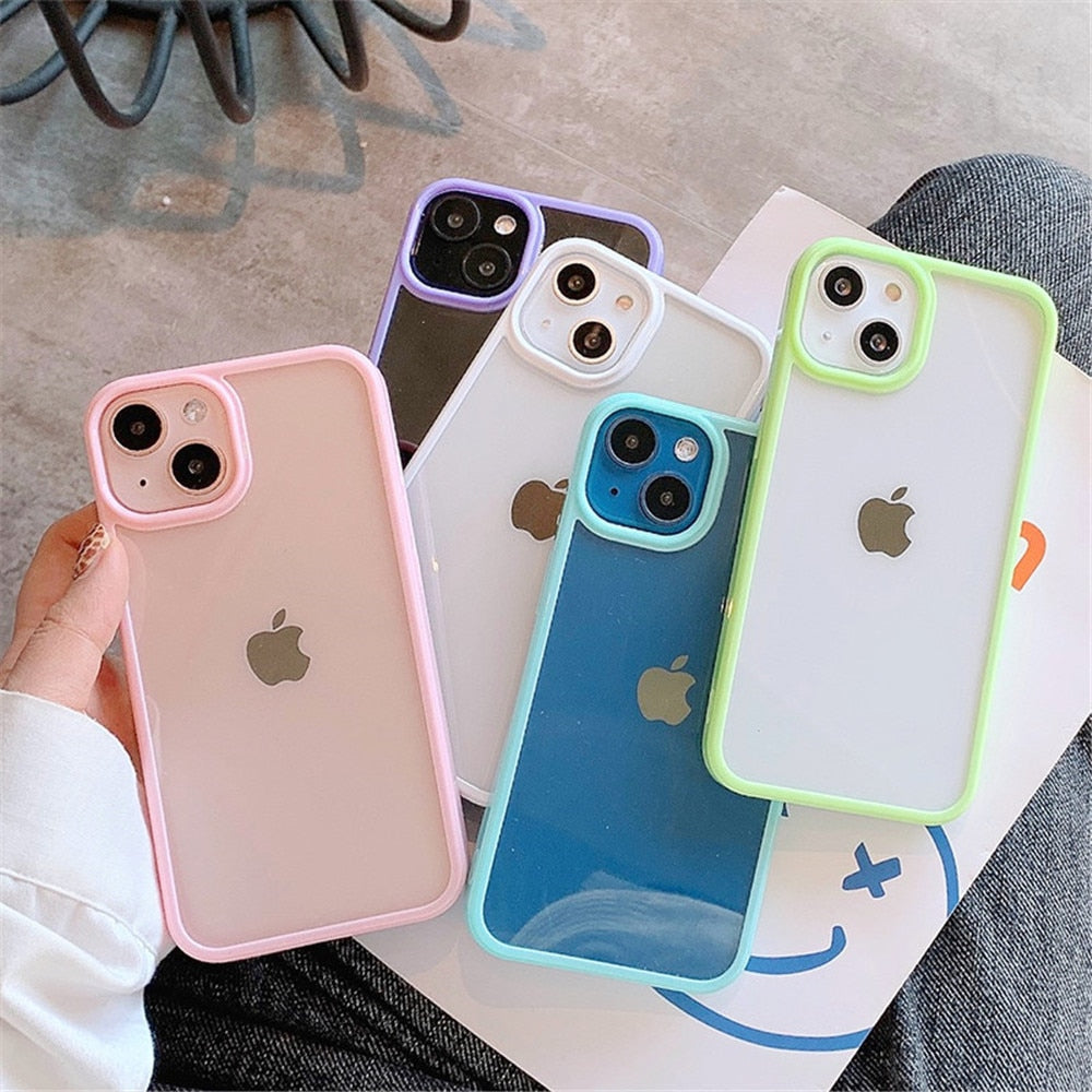 eybag Candy Shockproof Silicone Bumper Phone Case For iPhone 11 12 13 Pro Max X XS XR Max 8 7 Plus Transparent Protection Back Cover