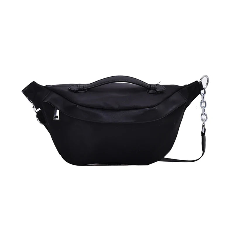 Lkblock Fashion Chain Fanny Pack Banana Waist Bag New Brand Belt Bag Women Waist Pack Nylon Chest Bag Belly Bag